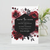 Minimale Blume Crimson Red Wedding Save The Date (Stehend Vorderseite)