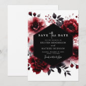 Minimale Blume Crimson Red Wedding Save The Date (Vorne/Hinten)