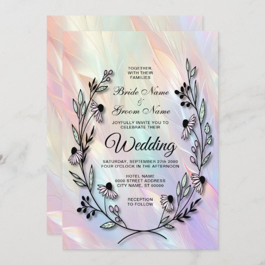 Minimale Blume Einladung zur Hochzeit (Vorne/Hinten)