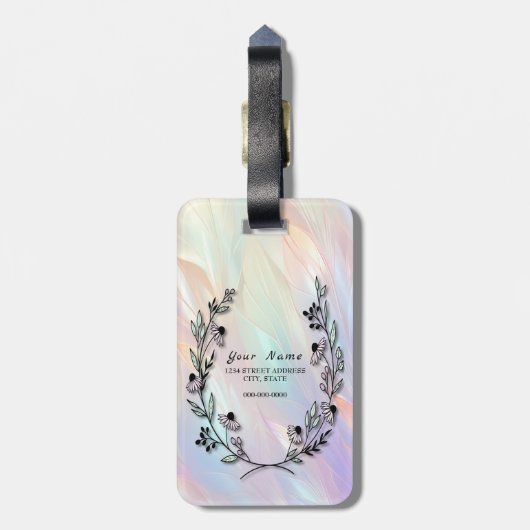 Minimale Blume Gepäckmarke Gepäckanhänger (Rückseite vertikal)