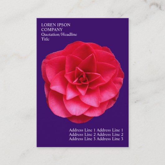 Minimale Blume - Red Camelia - Deep Violet Visitenkarte (Vorderseite)
