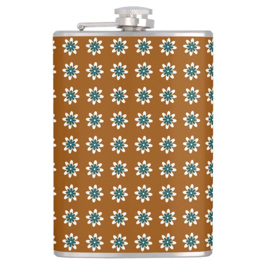 Minimale Blume Retro Earthy Brown Flachmann (Vorderseite)
