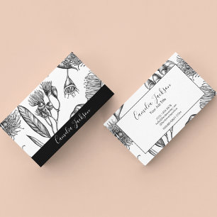 Minimale Blume Schwarz und Weiß Beruflich Visitenkarte