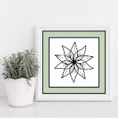 Minimale Blume Schwarze Linie Art Mandala Grüne Gr Poster