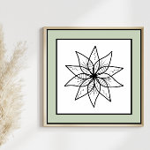 Minimale Blume Schwarze Linie Art Mandala Grüne Gr Poster
