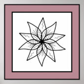 Minimale Blume Schwarze Linie Art Mandala Mauve Gr Poster (Vorne)