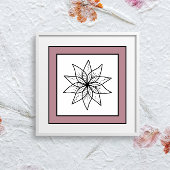 Minimale Blume Schwarze Linie Art Mandala Mauve Gr Poster