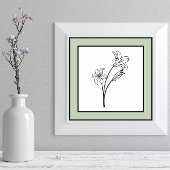 Minimale Blume Schwarze Linie Kunst Blassgrüne Gre Poster