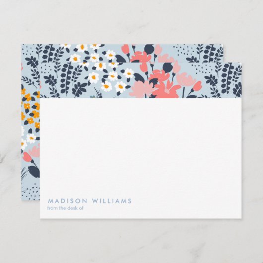 Minimale Blume Stilvolle moderne Notizkarte Mitteilungskarte (Vorne/Hinten)