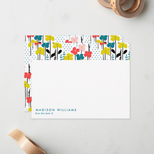 Minimale Blume Stilvolle moderne Notizkarte Mitteilungskarte (Vorderseite/Rückseite Beispiel)