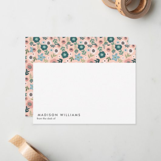 Minimale Blume Stilvolle moderne Notizkarte Mitteilungskarte (Vorderseite/Rückseite Beispiel)