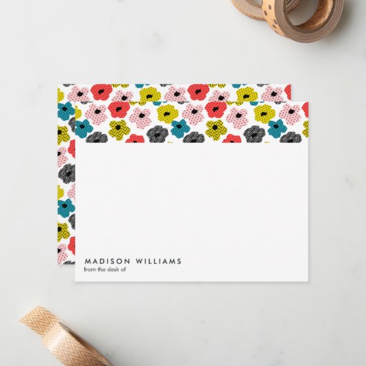 Minimale Blume Stilvolle moderne Notizkarte Mitteilungskarte (Vorderseite/Rückseite Beispiel)