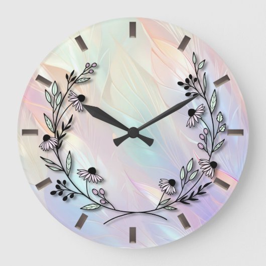 Minimale Blume Wall Clock Große Wanduhr (Vorderseite)