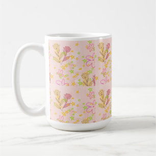 Minimale Blumen-Doodle-Muster -Pastellfarben-Kunst Kaffeetasse