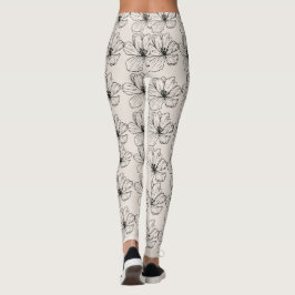 Minimale Blumen-Linienkunst-Leggings Leggings
