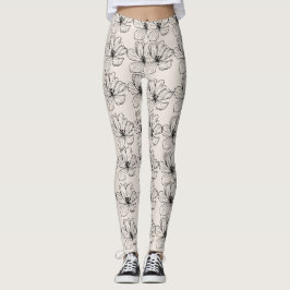 Minimale Blumen-Linienkunst-Leggings Leggings
