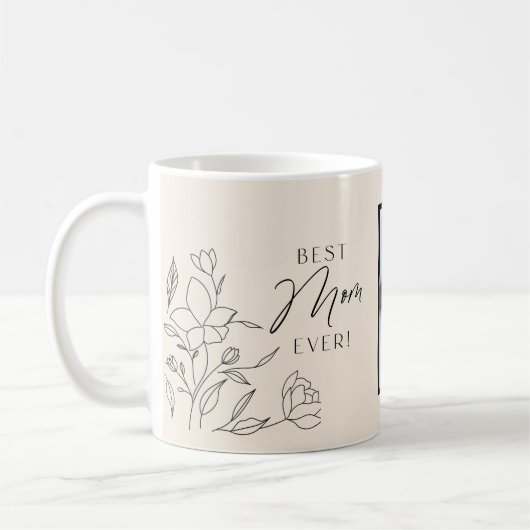 Minimale Blumen-Skript-Linie Kaffeetasse (Links)