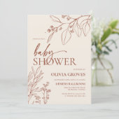 Minimale Blumendusche Einladung (Stehend Vorderseite)