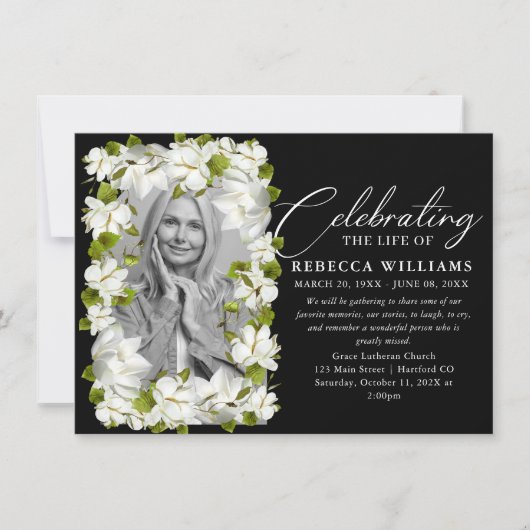 Minimale Blumenfeier Einladung (Vorderseite)