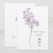 Minimale Blumenhochzeit Save The Date (Vorne/Hinten)