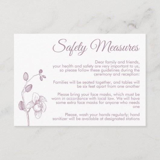 Minimale Blumenorchideen moderne Sicherheitsmaßnah Begleitkarte (Vorderseite)