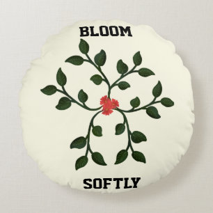 Minimale Blumranke Elegantes botanisches Design Rundes Kissen
