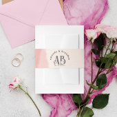 Minimale Blush & Bloom Bold Scrip Monogram Wedding Einladungsbanderole