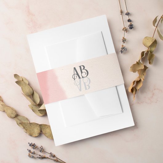 Minimale Blush & Bloom Bold Scrip Monogram Wedding Einladungsbanderole