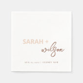 Minimale Blush Brown Script Typografy Wedding Serviette (Vorderseite)