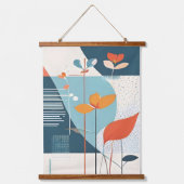 Minimale Blüte Wandteppich Mit Holzrahmen (Vorderseite)