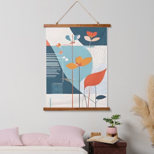 Minimale Blüte Wandteppich Mit Holzrahmen (Schlafzimmer)