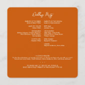 Minimale Blütenbotanische Burnt Orange Hochzeit Programm (Rückseite)