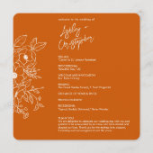Minimale Blütenbotanische Burnt Orange Hochzeit Programm (Vorderseite)