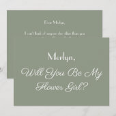 Minimale Blütenmädchen Vorschlag Grünen Hochzeit Einladung (Vorne/Hinten)