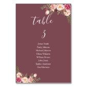 Minimale Blütenpink-Hochzeit Tischnummer (Vorderseite)