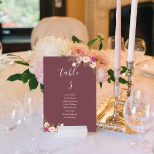Minimale Blütenpink-Hochzeit Tischnummer