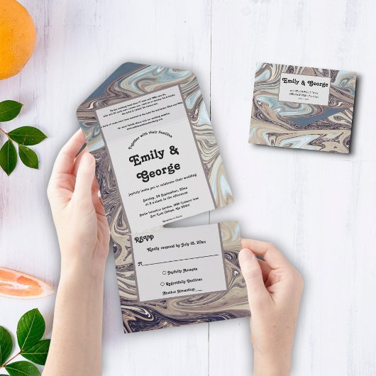 Minimale Bohemische Earth Tone Abstrakt Art Weddin All In One Einladung