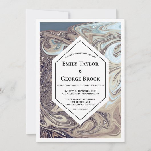 Minimale Bohemische Earth Tone Abstrakt Art Weddin Einladung (Vorderseite)