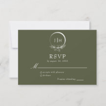 Minimale Bohemische Olive Green Wedding RSVP Card