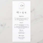 Minimale Bohemische Schwarz-Weiß-Hochzeitsmenüs Menükarte (Vorderseite)