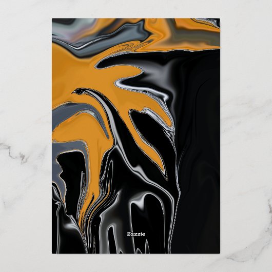 Minimale Bohemische Schwarze Gold Künstlerische Ab Folieneinladung (Rückseite)