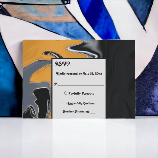 Minimale Bohemische Schwarze Gold Künstlerische Ab RSVP Karte