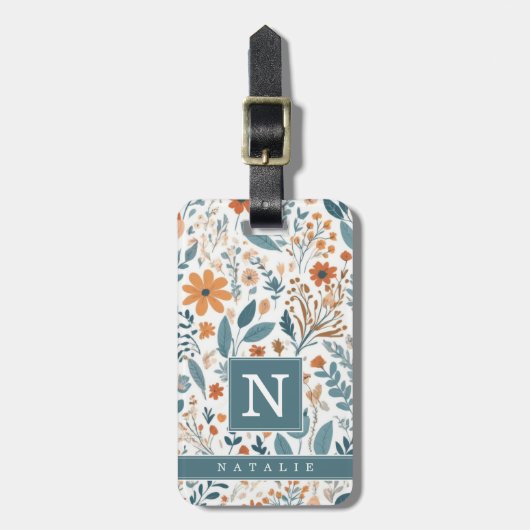 Minimale Boho-Blumen Hintergrund-Gepäckanhänger Gepäckanhänger (Vorderseite vertikal)