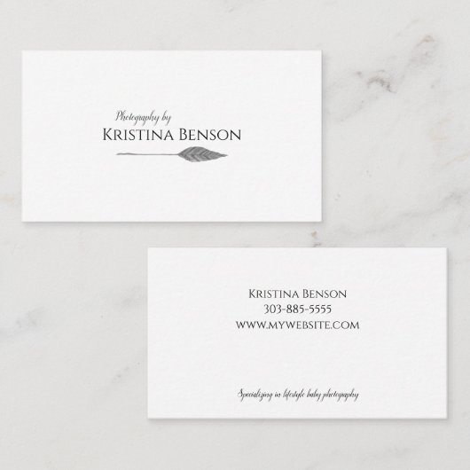 Minimale Boho Fether Business Card Schwarz und Wei Visitenkarte (Vorne/Hinten)