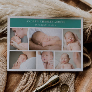 Minimale Boho-Foto-Collage-Geburtsanzeige-Karte Einladung