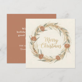 Minimale Boho-Kranz-Weihnachten Feiertagskarte