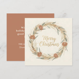 Minimale Boho-Kranz-Weihnachten Feiertagskarte