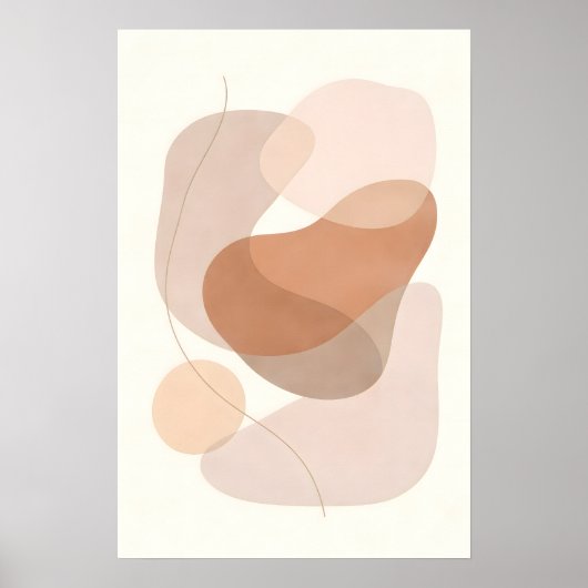 Minimale Boho Moderne Neutrale Abstrakte Formen Poster (Vorne)