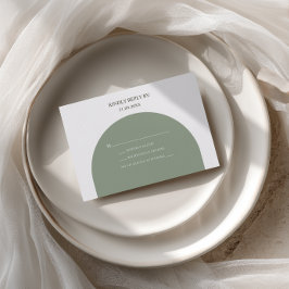 Minimale Boho Retro Salbei Grünes Torbogen Hochzei RSVP Karte