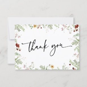 Minimale Boho Süße Wildblumen Dankeskarten Dankeskarte